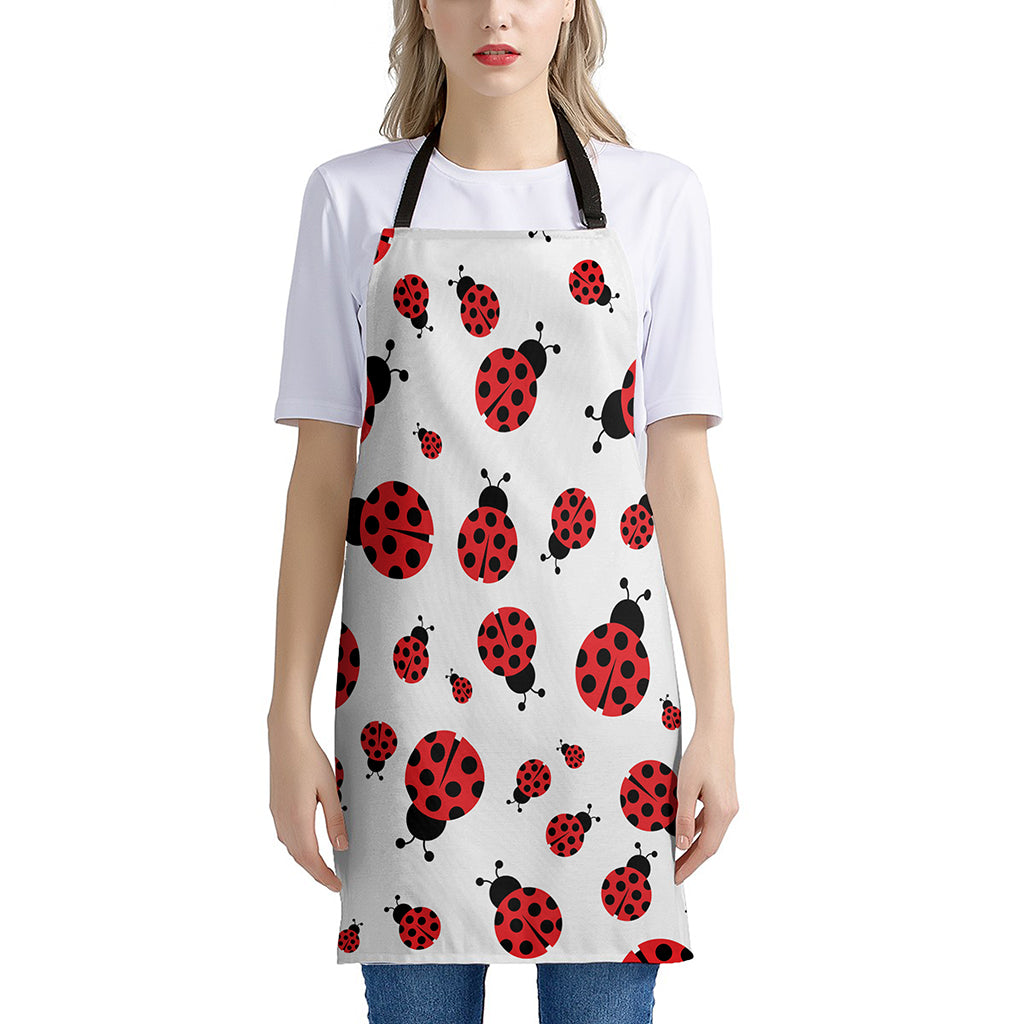 Red Ladybug Pattern Print Apron