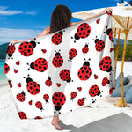 Red Ladybug Pattern Print Beach Sarong Wrap