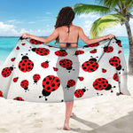 Red Ladybug Pattern Print Beach Sarong Wrap