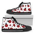 Red Ladybug Pattern Print Black High Top Sneakers