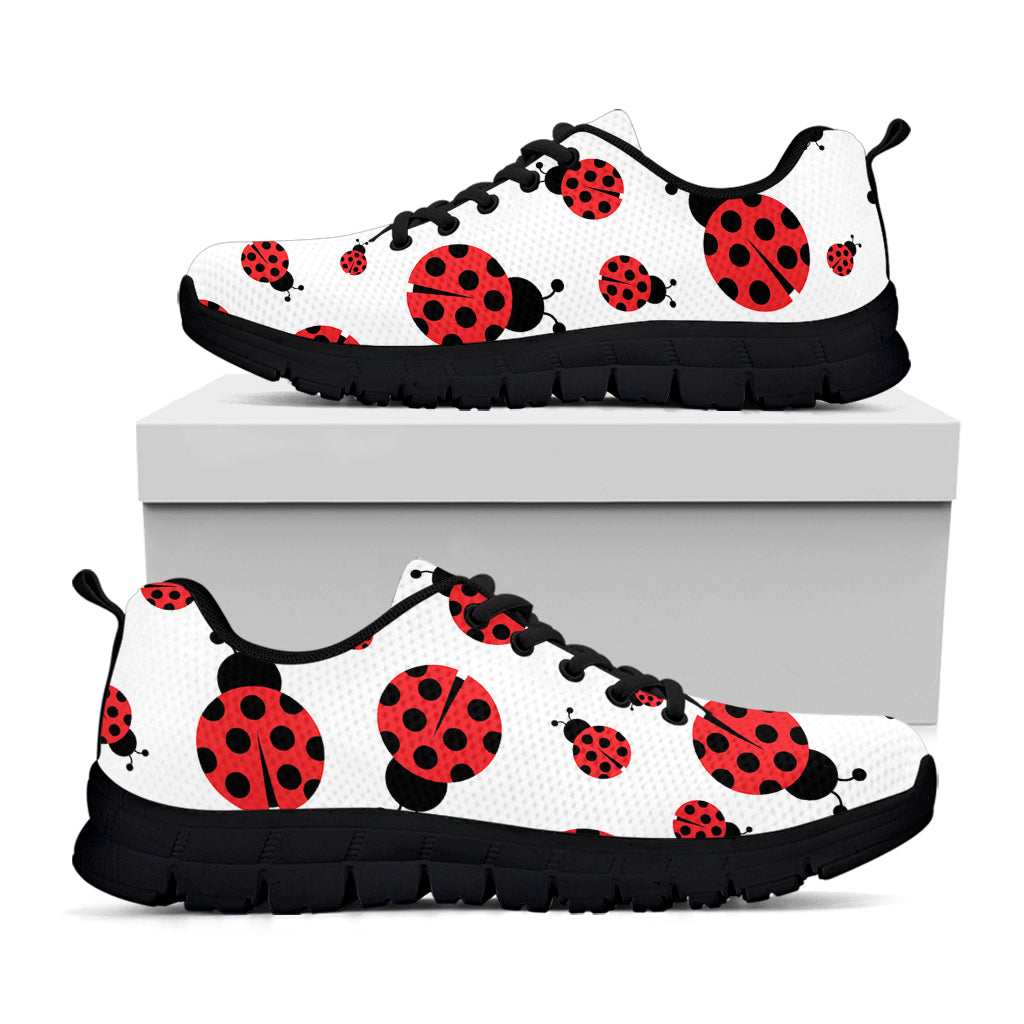 Red Ladybug Pattern Print Black Sneakers
