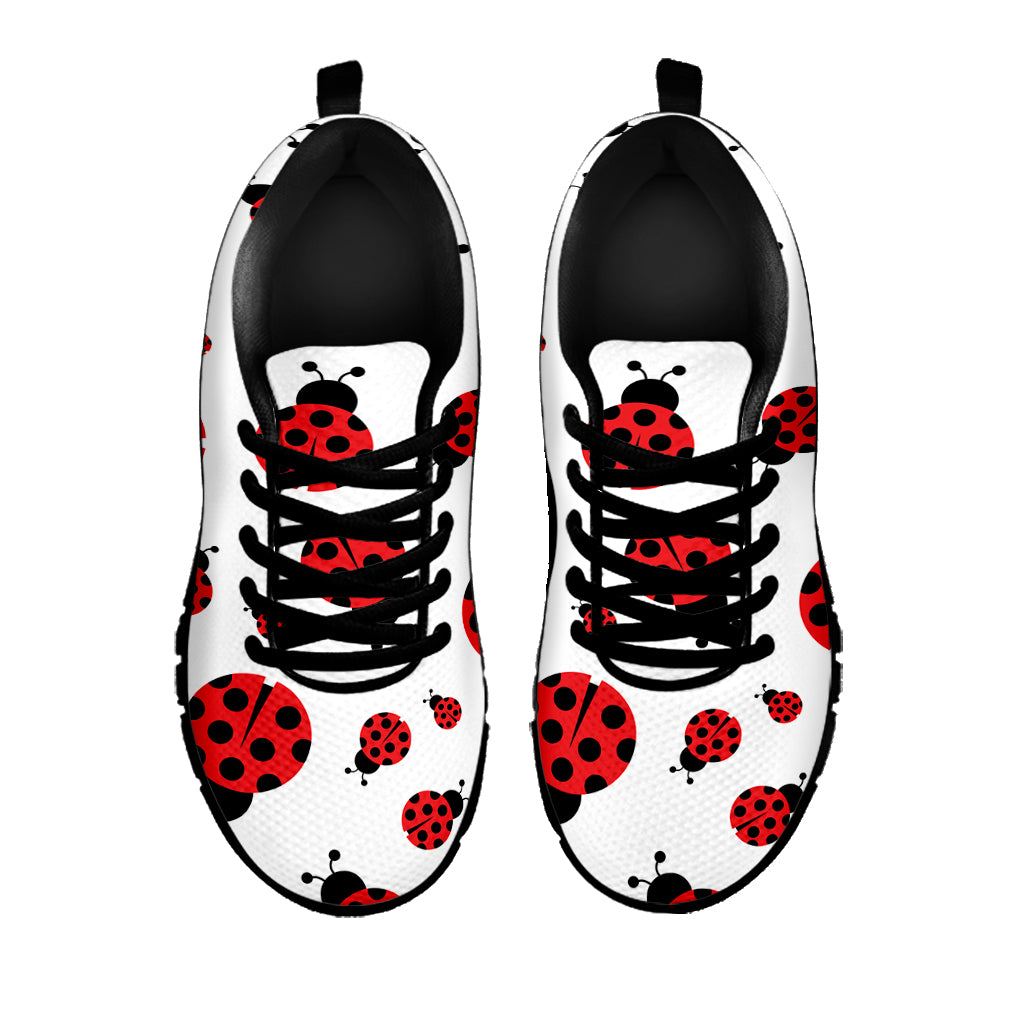 Red Ladybug Pattern Print Black Sneakers