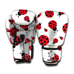 Red Ladybug Pattern Print Boxing Gloves