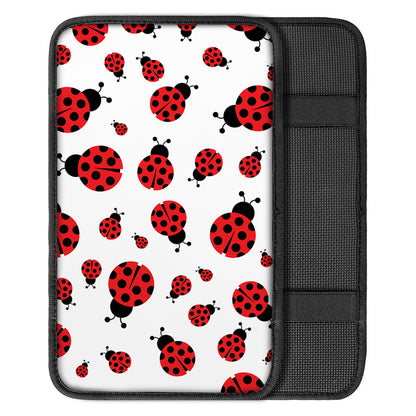 Red Ladybug Pattern Print Car Center Console Cover
