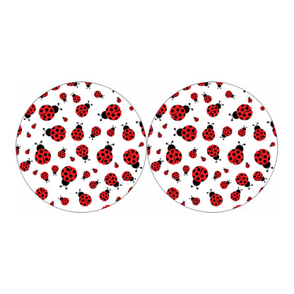 Red Ladybug Pattern Print Car Coasters