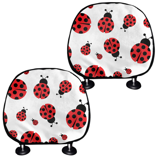 Red Ladybug Pattern Print Car Headrest Covers
