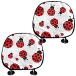 Red Ladybug Pattern Print Car Headrest Covers