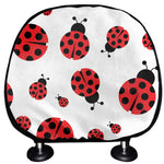 Red Ladybug Pattern Print Car Headrest Covers