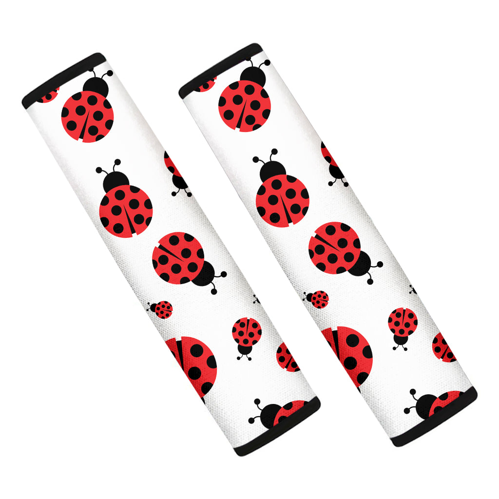 Red Ladybug Pattern Print Car Seat Belt Covers