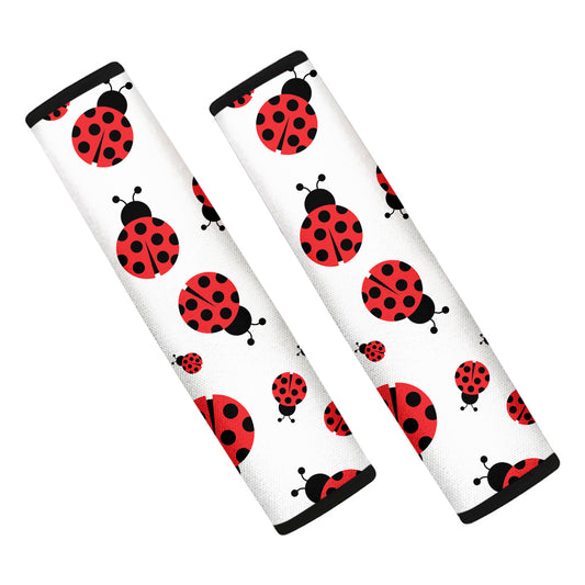 Red Ladybug Pattern Print Car Seat Belt Covers