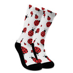 Red Ladybug Pattern Print Crew Socks