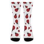 Red Ladybug Pattern Print Crew Socks
