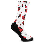 Red Ladybug Pattern Print Crew Socks