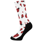 Red Ladybug Pattern Print Crew Socks