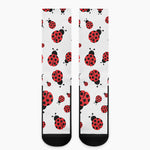 Red Ladybug Pattern Print Crew Socks