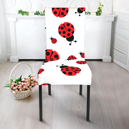 Red Ladybug Pattern Print Dining Chair Slipcover