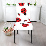 Red Ladybug Pattern Print Dining Chair Slipcover