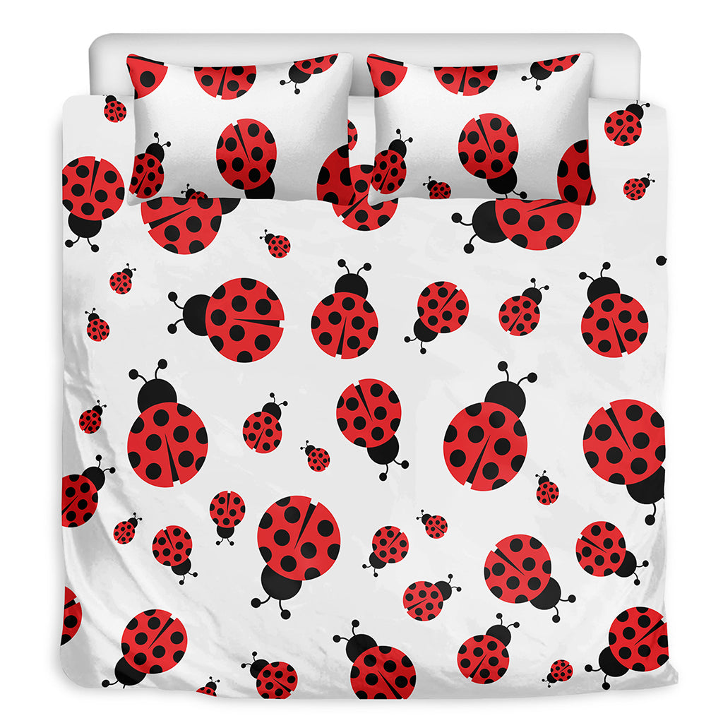 Red Ladybug Pattern Print Duvet Cover Bedding Set