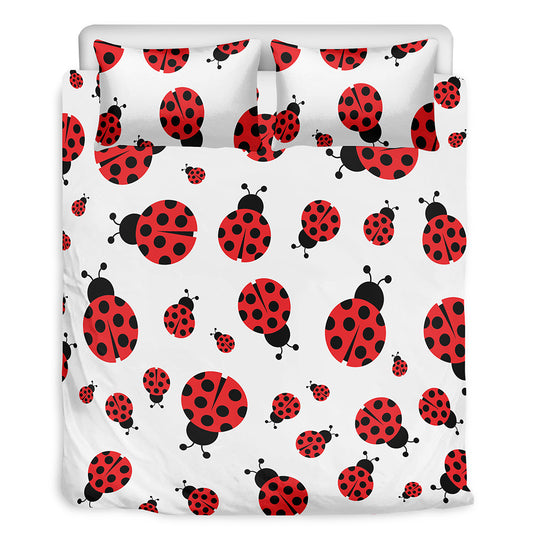 Red Ladybug Pattern Print Duvet Cover Bedding Set