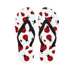 Red Ladybug Pattern Print Flip Flops