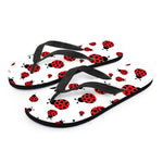 Red Ladybug Pattern Print Flip Flops