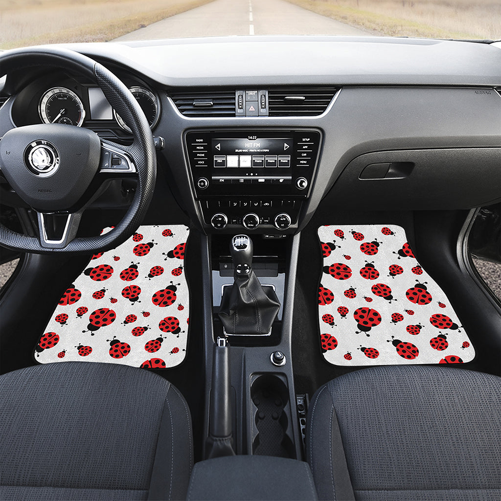 Red Ladybug Pattern Print Front and Back Car Floor Mats