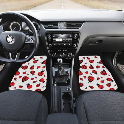 Red Ladybug Pattern Print Front and Back Car Floor Mats