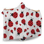 Red Ladybug Pattern Print Hooded Blanket