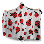 Red Ladybug Pattern Print Hooded Blanket