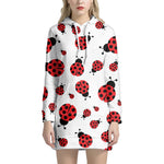 Red Ladybug Pattern Print Hoodie Dress