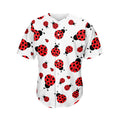 Red Ladybug Pattern Print Men's Baseball Jersey