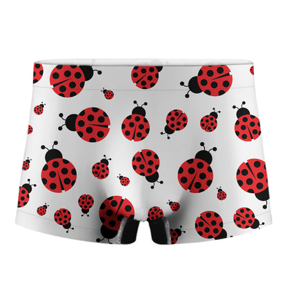 Red Ladybug Pattern Print Men's Boxer Briefs