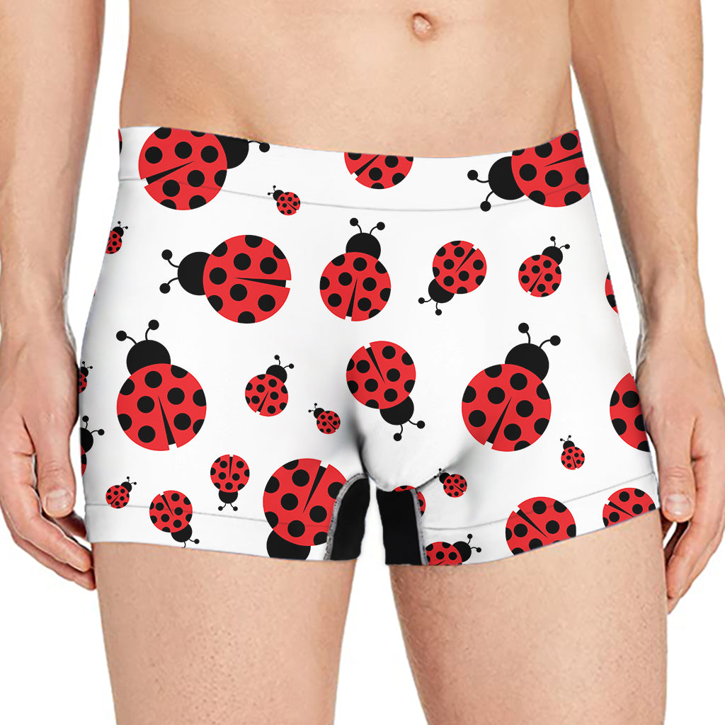 Red Ladybug Pattern Print Men's Boxer Briefs