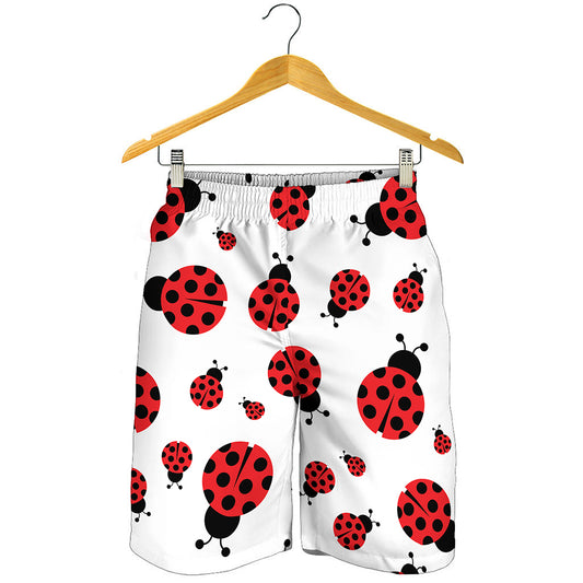 Red Ladybug Pattern Print Men's Shorts