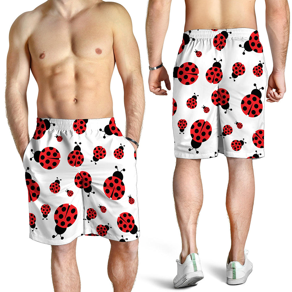 Red Ladybug Pattern Print Men's Shorts