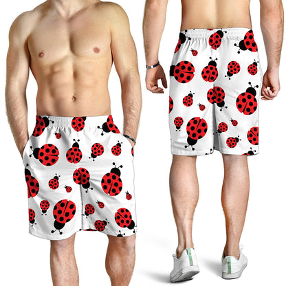Red Ladybug Pattern Print Men's Shorts
