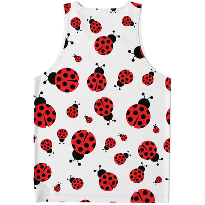 Red Ladybug Pattern Print Men's Tank Top