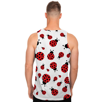 Red Ladybug Pattern Print Men's Tank Top