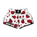 Red Ladybug Pattern Print Muay Thai Boxing Shorts