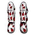 Red Ladybug Pattern Print Muay Thai Shin Guards