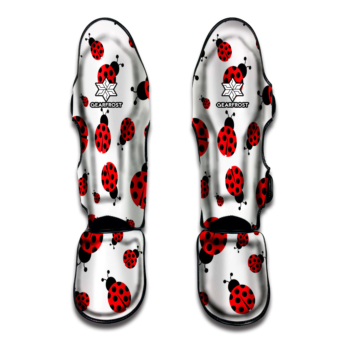 Red Ladybug Pattern Print Muay Thai Shin Guard