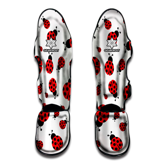 Red Ladybug Pattern Print Muay Thai Shin Guard