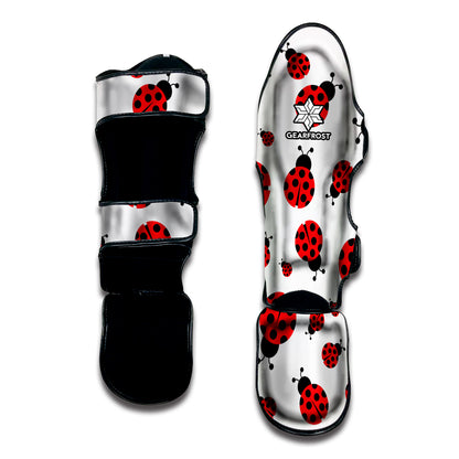 Red Ladybug Pattern Print Muay Thai Shin Guard