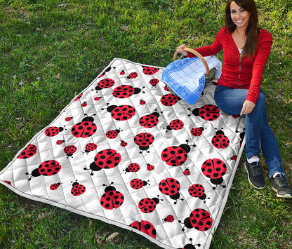 Red Ladybug Pattern Print Quilt