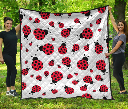 Red Ladybug Pattern Print Quilt