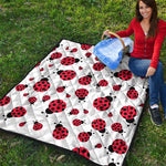 Red Ladybug Pattern Print Quilt