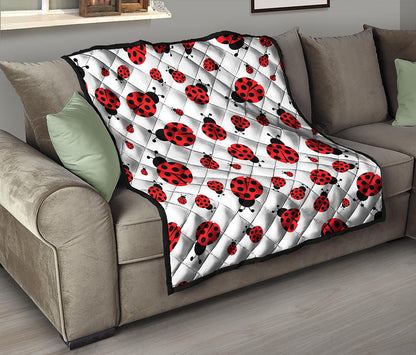 Red Ladybug Pattern Print Quilt