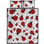 Red Ladybug Pattern Print Quilt Bed Set