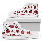 Red Ladybug Pattern Print White High Top Shoes