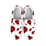 Red Ladybug Pattern Print White Slip On Shoes